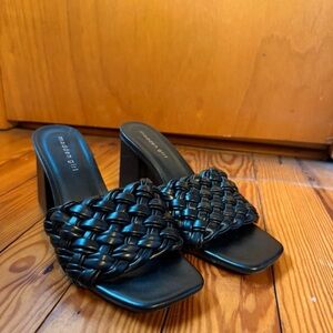 Madden Girl Black Braided Slide Block Heels